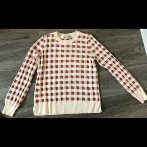 LOFT gingham sweater grapefruit